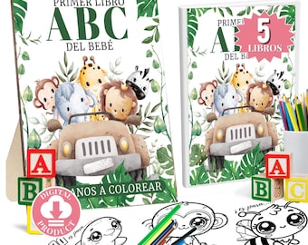 ABC Safari Coloring Book Baby Shower Activity Not Game In Spanish | Baby Shower Gift Decorations Games And Favors Ideas In Spanish Book 2