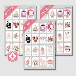 Despedida De Soltera Loteria Juegos 100 Tableros - Juegos Para Boda - Jogos De Chá De Panela Em Espanhol - Ideas Para Despedida De Soltera Mixta