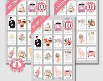 Despedida De Soltera Loteria Juegos 100 Tableros - Juegos Para Boda - Bridal Shower Games In Spanish - Ideas Para Despedida De Soltera Mixta