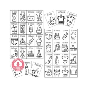 Juegos Para Baby Shower En Español Loteria 45 Tableros Baby Shower Games In Spanish Lottery Game 40 Boards