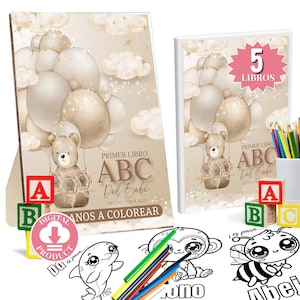 Baby First ABC Shower Coloring Book Printable Fun Baby Shower Guest Book Alternative ABC Coloring Book Baby Shower Game Party Spanish Book 7