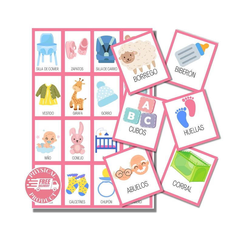 Juegos Para Baby Shower En Español 50 Tableros Loteria Etsy