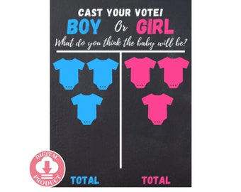 Baby Gender Reveal Cast Your Vote - Gender Reveal Voting Board - Gender Reveal Decorations And Ideas - Baby Gender Reveal Games