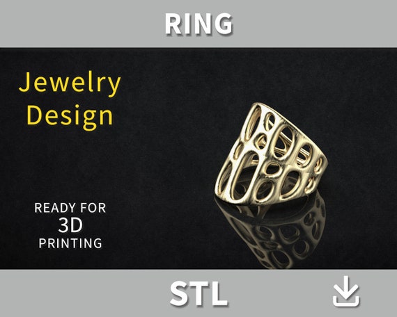 3D model Mesh Ring / Voronoi Ring / 3D Jewelry file / STL File | Etsy