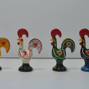 Traditional Barcelos rosster, painted by hand, 5 cm, metal, Good Luck Roosters, portuguese rooster, portugal free shipping with tracking