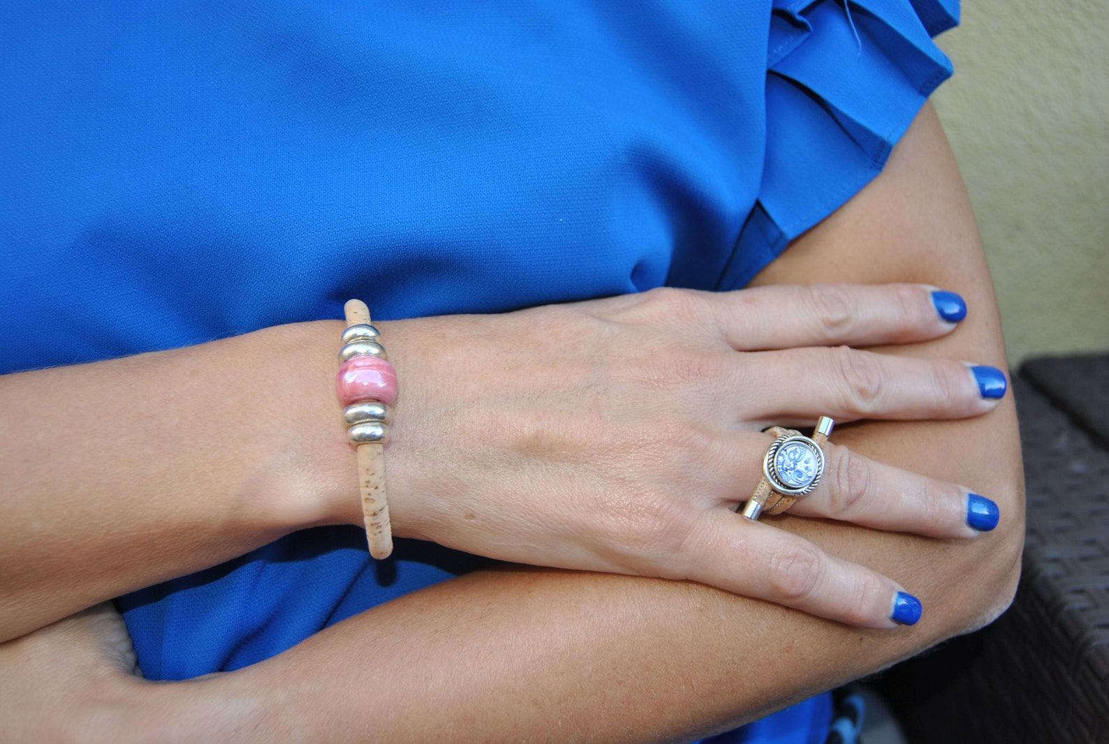 Cork Jewelry Cork Bracelet for Women With Round Colored Etsy