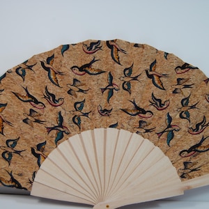 Cork Hand fan, with case, Vegan, Sustainable Fashion, Gift for Her, Cork fabric Made in Portugal