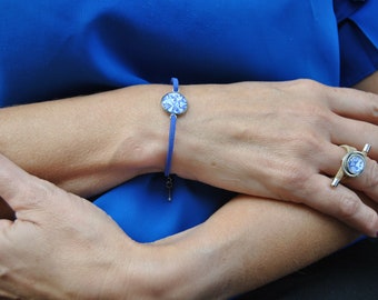 Bracelet Portuguese Tile Portugal blue suede stainless steel, Portugal, Nickel and lead free, Anti-allergic