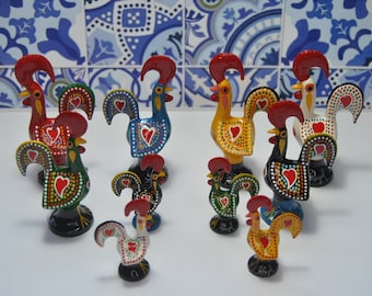 Traditional Barcelos rosster, 8 cm, painted by hand, metal, Good Luck Roosters, portuguese rooster, portugal free shipping with tracking