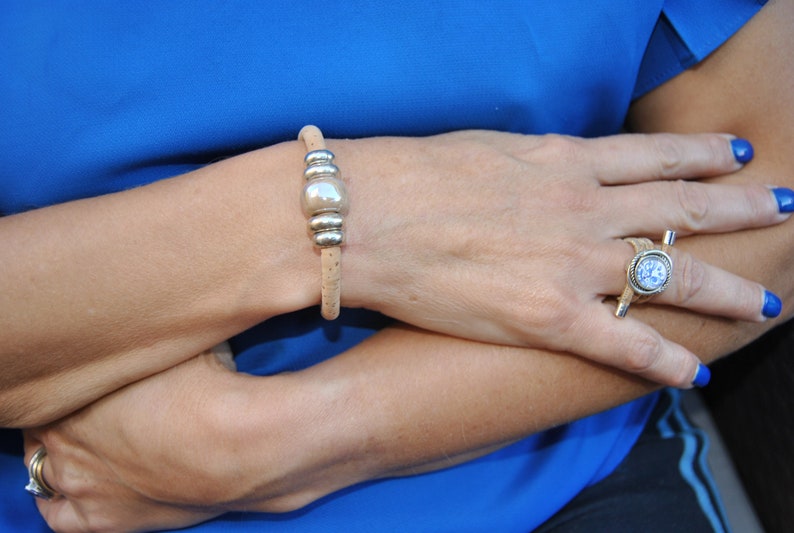 Cork Jewelry Cork Bracelet for Women With Round Colored Etsy