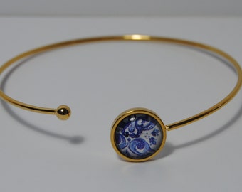 Bracelet Portuguese Tile Portugal blue water pearl, Top Sellers, Nickel and lead free, Anti-allergic