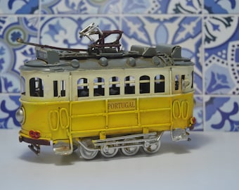 Lisbon Portugal Yellow Tram, vintage, metal, gift, home decor, ornaments