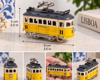 Lisbon Portugal Yellow Tram, vintage, metal, gift, home decor, ornaments