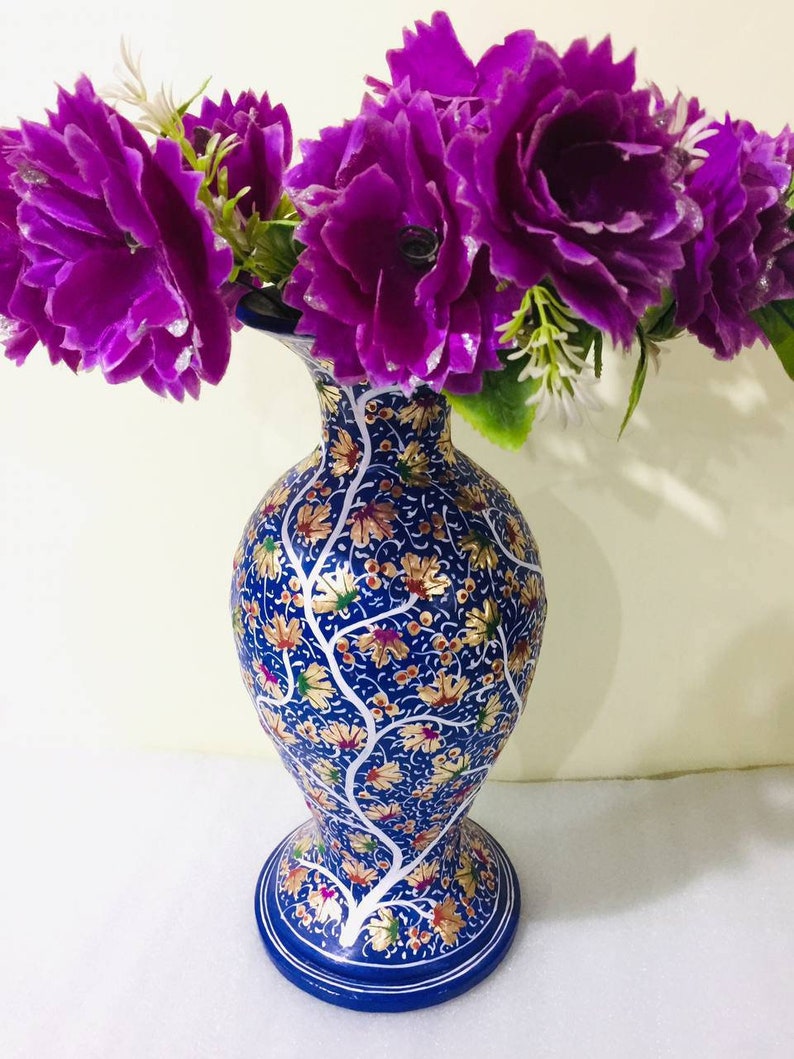 Hand Painted Brass Vase,36 cm,antique flower vase from 1970/'s,Kashmir paper mache,Paper Mache Flower Vase,Brass flower vase from India