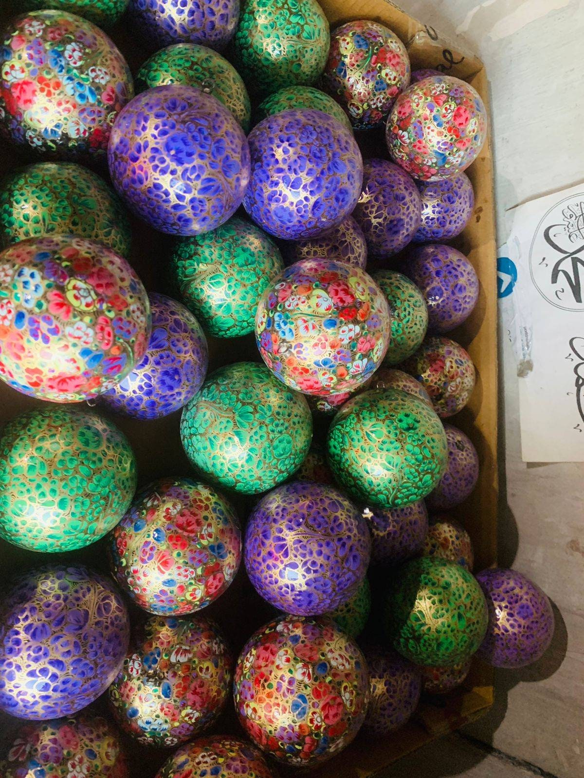 Paper Mache Christmas Balls Hand Painted Christmas Ornaments Etsy Canada