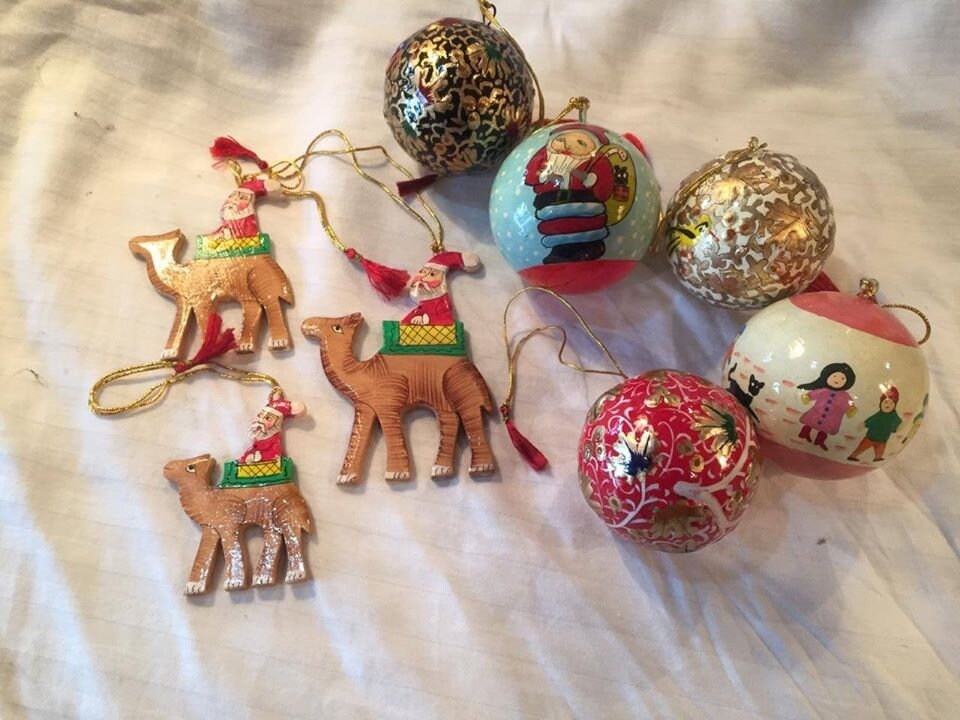 Paper Mache Christmas Balls Hand Painted Christmas Ornaments Etsy Canada