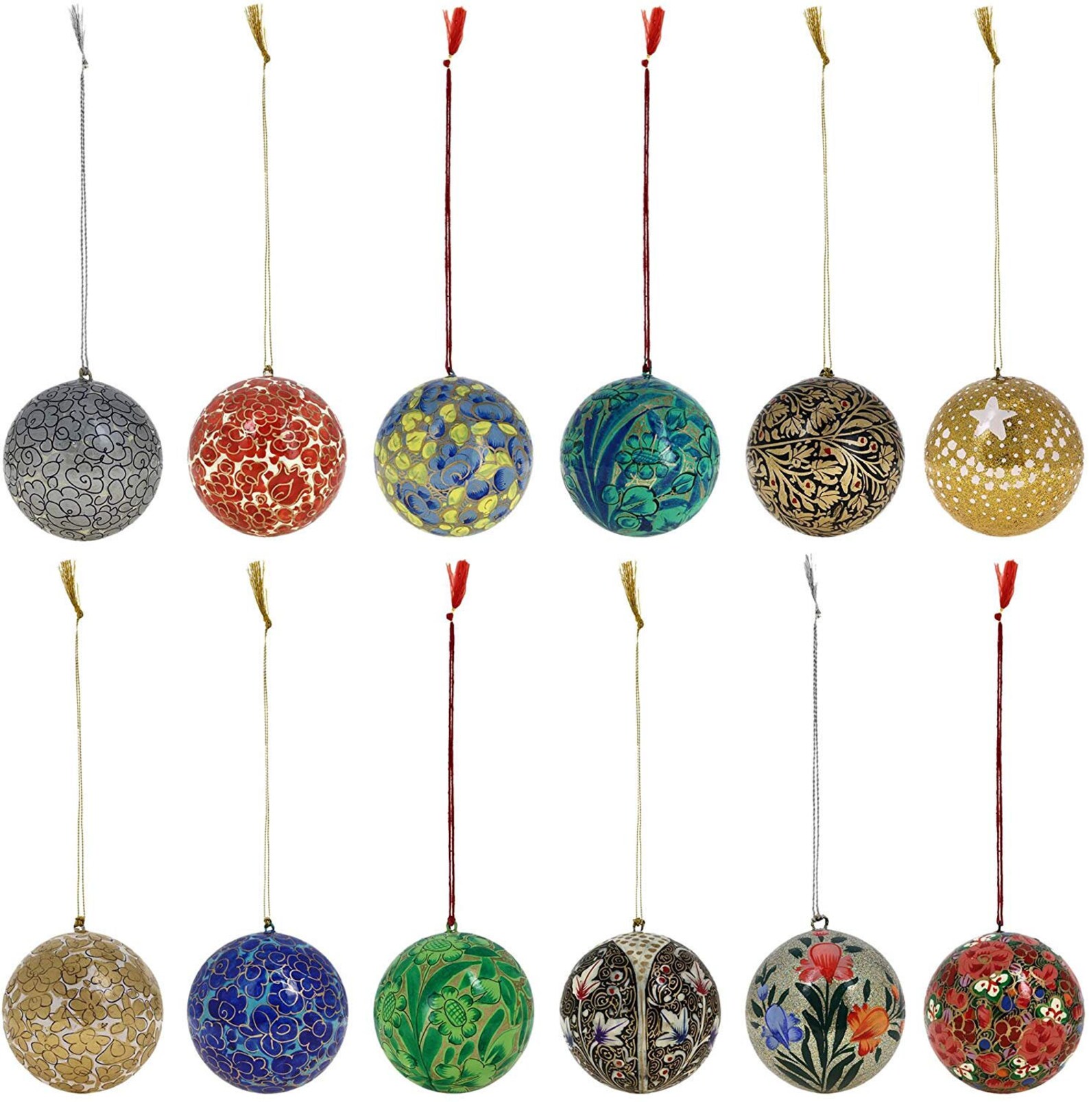 Hand Painted Christmas Ornaments Paper Mache Baubles Papier Etsy