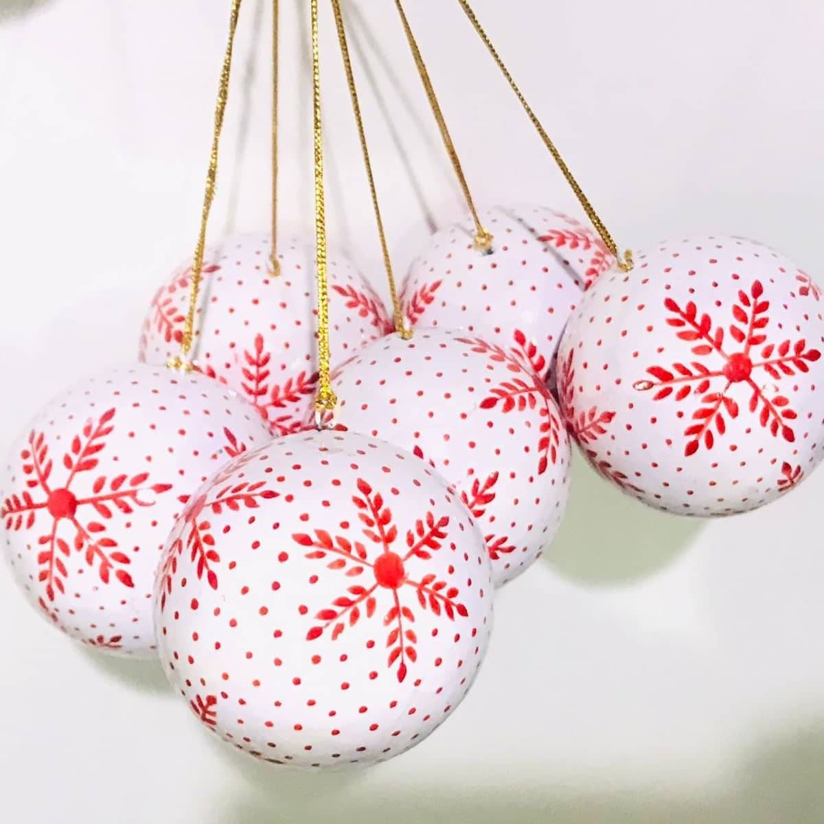 Paper Mache Christmas Balls Hand Painted Christmas Ornaments Etsy Canada