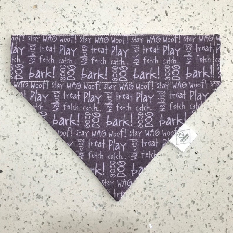 reversible purple writing and bones 100/% cotton pet bandana Bark 2 Me