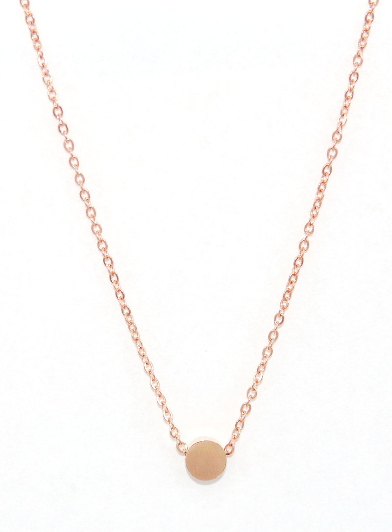 Rose Gold Necklace, Minimalist Necklace, Dot Necklace, Dainty Necklace, Stackable Necklace image 1