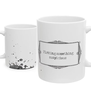 Plotting Something Suspicious Writers Mug | Ceramic Coffee Cup | Vintage Typewriter Art Deco Design