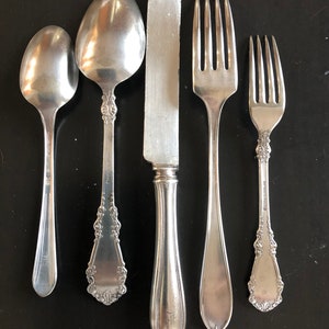 Vintage silverplate flatware 5 piece place serving