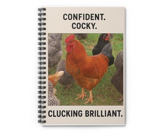 自信に満ちた鶏のスパイラルノート：楽しい文房具ギフト