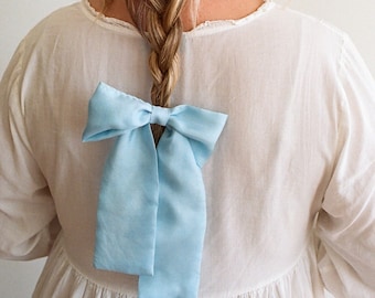 Powder Blue Silk Hair Bow, Baby Blue Large Bow, Blue Valentine, Valentine&#39;s Day Gifts for Her, Silk Hair Clip, Romancecore
