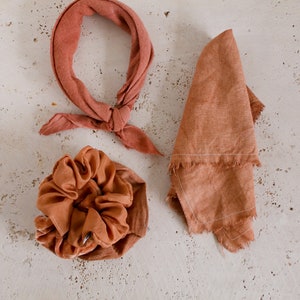 Terracotta Velvet Scrunchie, Plant Dyed Scrunchy, Velvet Hair Tie image 6