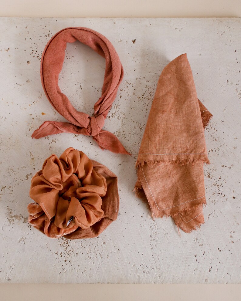 Terracotta Velvet Scrunchie, Plant Dyed Scrunchy, Velvet Hair Tie image 6