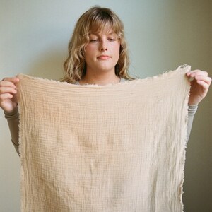 Sand Cotton Bandana, Beige Organic Cotton Headband, Cream Naturally Dyed Square Scarf image 3