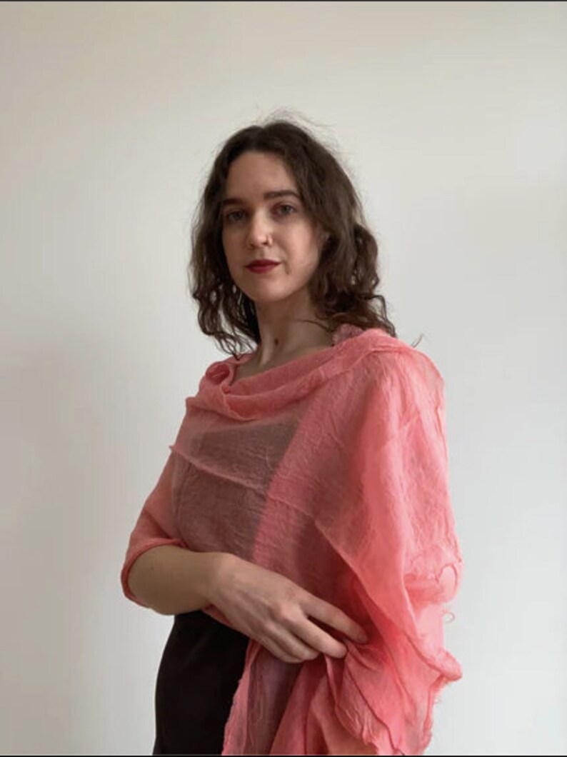 Wool Gauze Scarf Naturally Dyed Sustainable Lightweight Wool SAMPLE SALE Pink