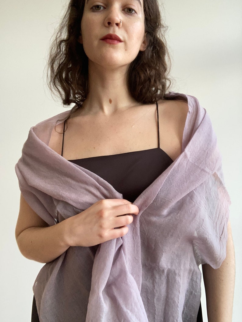 Wool Gauze Scarf Naturally Dyed Sustainable Lightweight Wool SAMPLE SALE Lavender