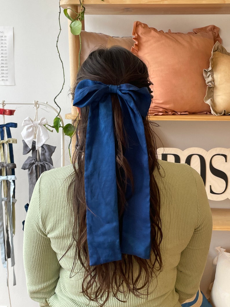 Silk Hair Bow, Naturally Dyed, Bow Clip SAMPLE SALE image 1