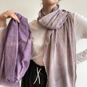 Cotton Gauze Scarf, Naturally Dyed SAMPLE SALE Lavender
