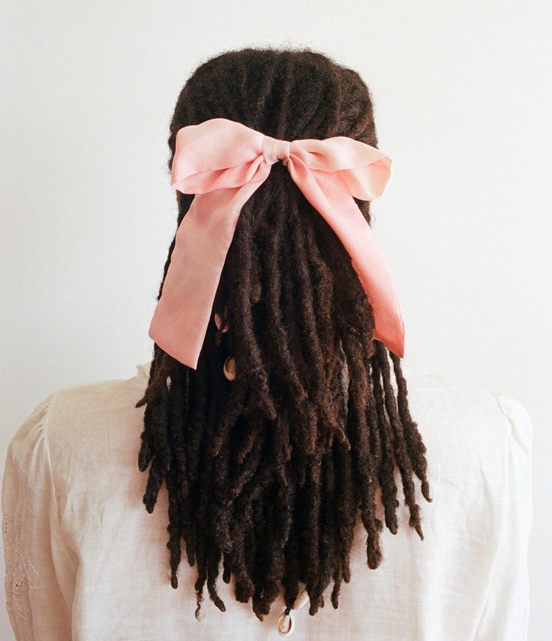 Lazo de pelo de seda rosa, Lazo de pelo clásico, Coqueta, Balletcore, Clip de cinta para el pelo, Romancecore imagen 6