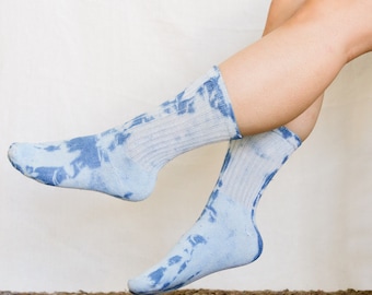 Indigo Cotton Socks, Unisex Organic Cotton Naturally Dyed Socks, Made in the USA