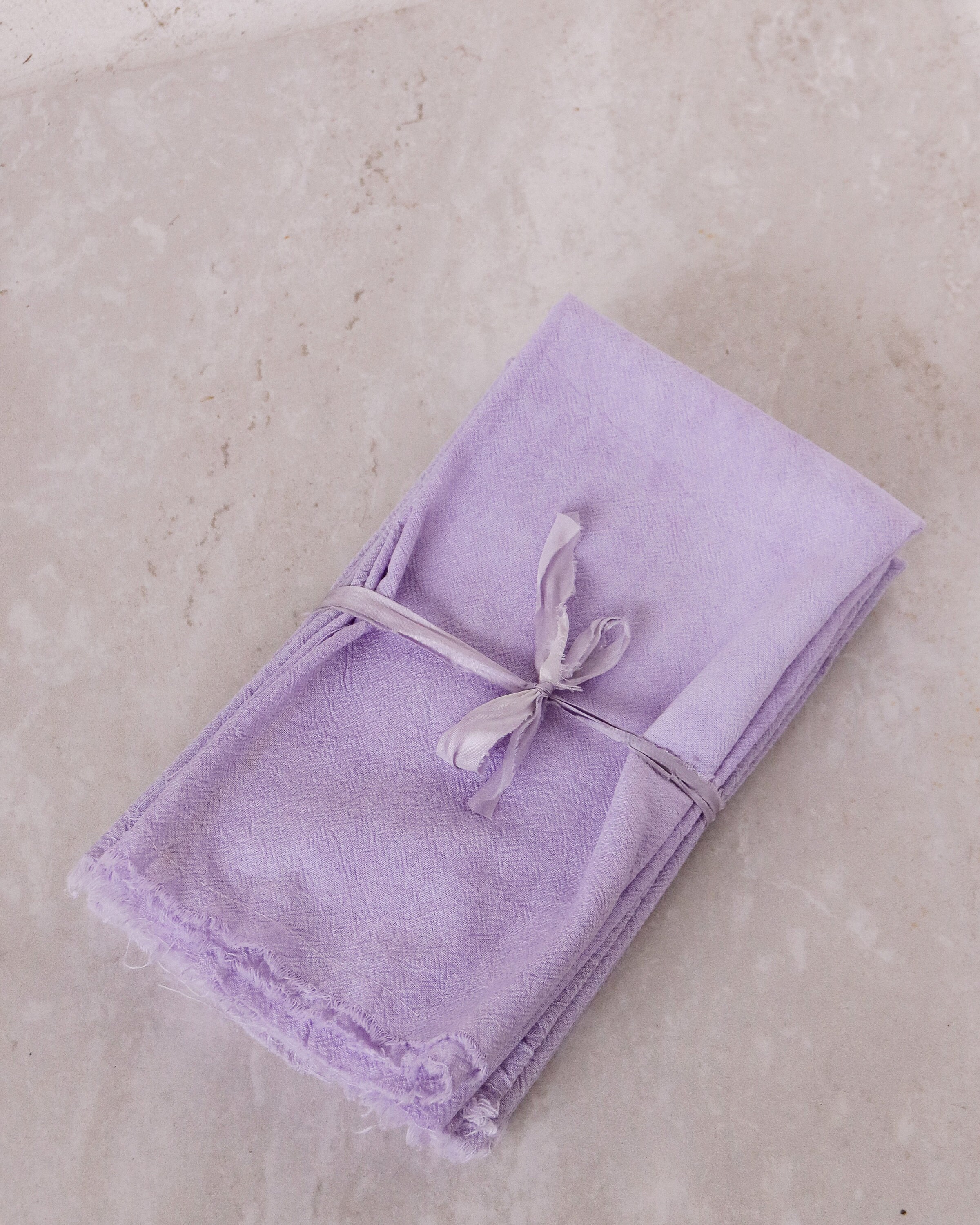 Gaze de Coton Teint à La Lavande Ensemble Serviettes Quatre | Teint avec Des Logwood Zéro Déchet