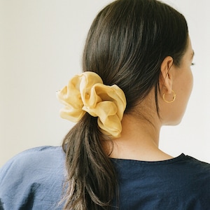 Tan Silk Scrunchie, Sand Oversized Scrunchy, Bridal Naturally Dyed Hairband