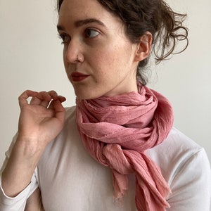 Cotton Gauze Scarf, Naturally Dyed SAMPLE SALE Pink