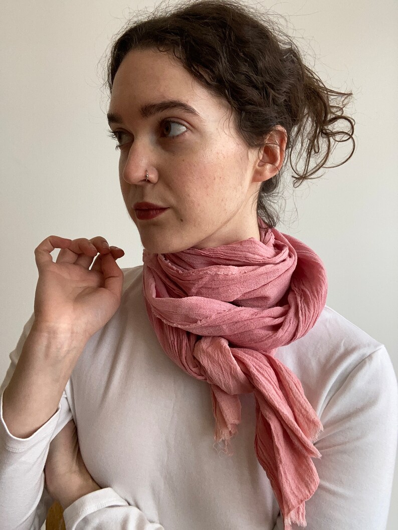 Cotton Gauze Scarf, Naturally Dyed SAMPLE SALE Pink