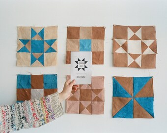 Linen Quilt Kit, Naturally dyed linen fabric, easy sewing kit, learn to quilt, learn to sew