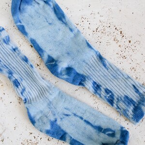 Indigo Cotton Socks, Unisex Organic Cotton Naturally Dyed Socks, Made in the USA imagem 3