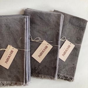 Linen Napkin Set, Naturally Dyed SAMPLE SALE Charcoal