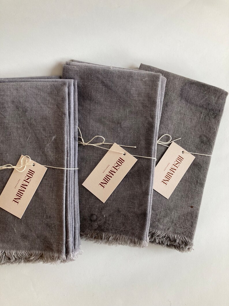 Linen Napkin Set, Naturally Dyed SAMPLE SALE Charcoal