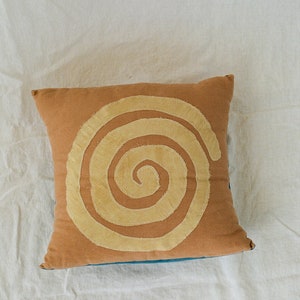 linen swirl pillow cover, cute boho decor, hand dyed pillow, organic cotton pillow, geometic pillow, indie room decor, zero waste home image 2