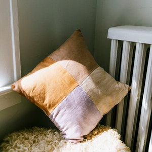patchwork linen pillow cover, color block pillow, linen pillow sham, organic cotton pillow, hand dyed pillow, geometric pillow, zero waste image 5
