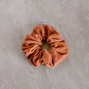 Terracotta Velvet Scrunchie, Plant Dyed Scrunchy, Velvet Hair Tie image 2