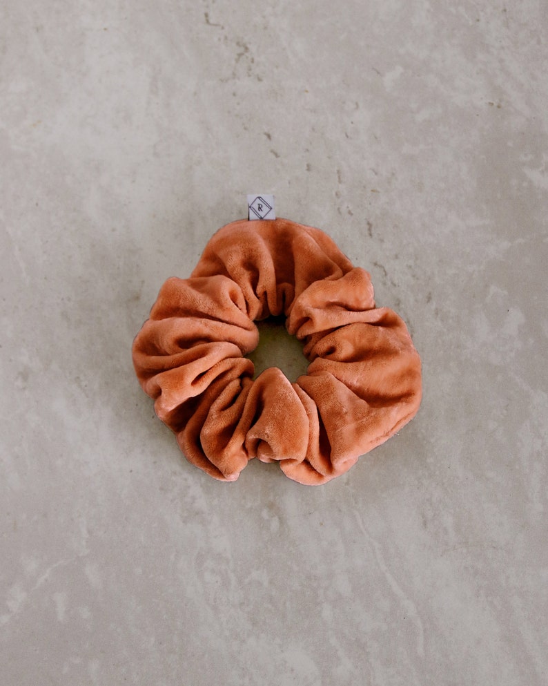 Terracotta Velvet Scrunchie, Plant Dyed Scrunchy, Velvet Hair Tie image 2