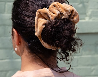 Rust Velvet Scrunchie, Orange Hand Dyed Scrunchy, Plant Dyed Hair Tie